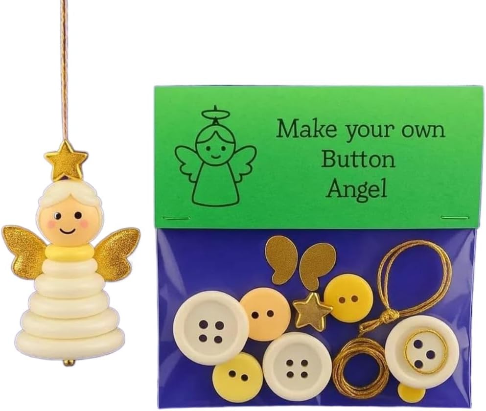 DIY Christmas Button Ornament Making Set - Snowman/Santa/Angel, Fun Holiday Craft Kit for All Ages, Ideal Xmas Tree Hanging Decor & Festive Gifts (8pcs-D)