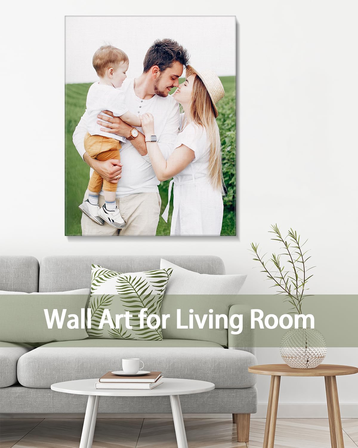 Personalized Custom Canvas Wall Art, Custom Canvas Prints with Your Photos for Living Room, Bedroom, Wedding Pet Baby Family Photo Framed Wall Art, Customized Photo Gift for Family,Friend,Lover,Pet (24L" x 36W")