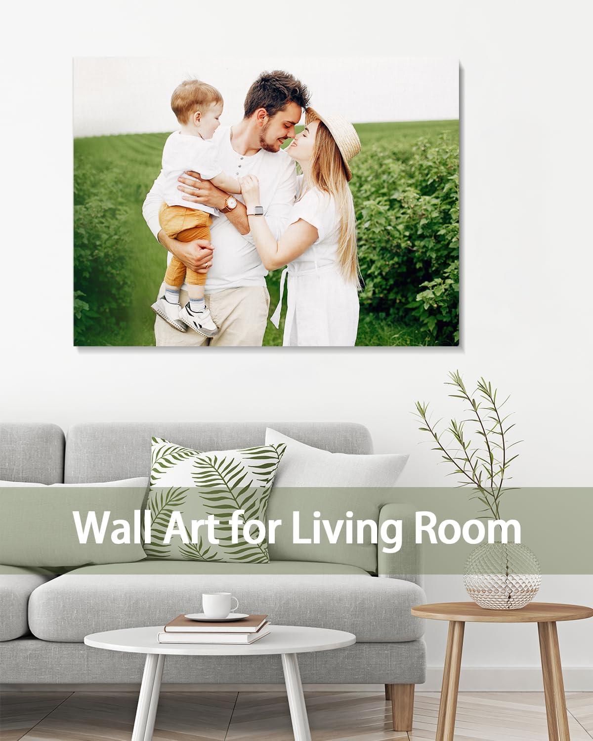 Personalized Custom Canvas Wall Art, Custom Canvas Prints with Your Photos for Living Room, Bedroom, Wedding Pet Baby Family Photo Framed Wall Art, Customized Photo Gift for Family,Friend,Lover,Pet (32L" x 24W")