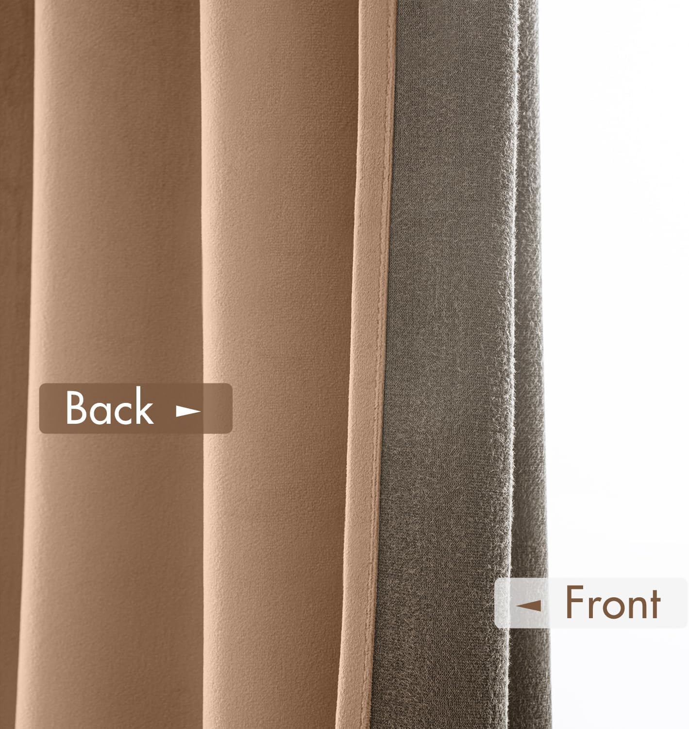 MIULEE Blush Beige Velvet Curtains Thermal Insulated Blackout Curtain Drapes for Bedroom Living Room Darkening 108 Inches Long Curtains Panels Rod Pocket Set of 2