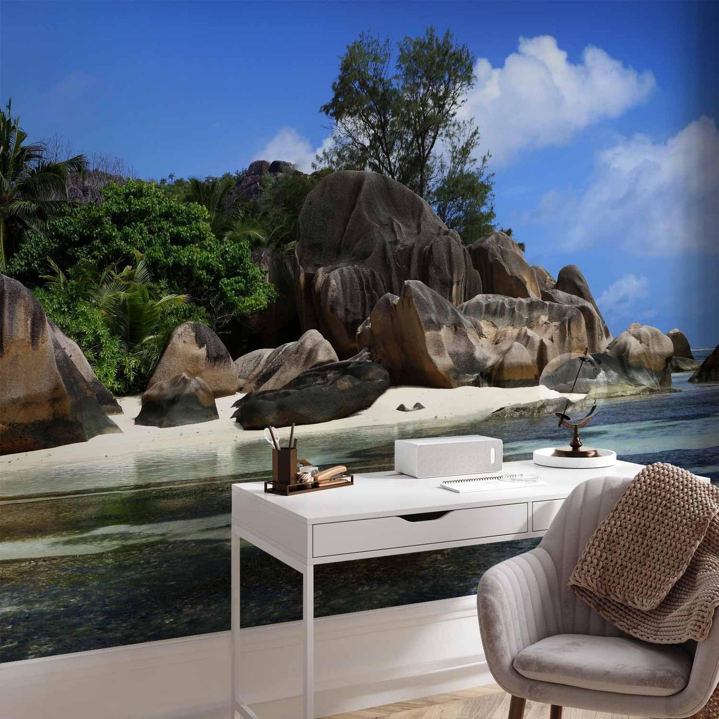 artgeist Wall Mural Peel and Stick Tropical Island 212x98 in - XXL Self-Adhesive Corner Wallpaper Removable Large Sticker Foil Angle Wallpaper Wall Decor Print Picture Nature Palm Tree c-A-0058-a-c
