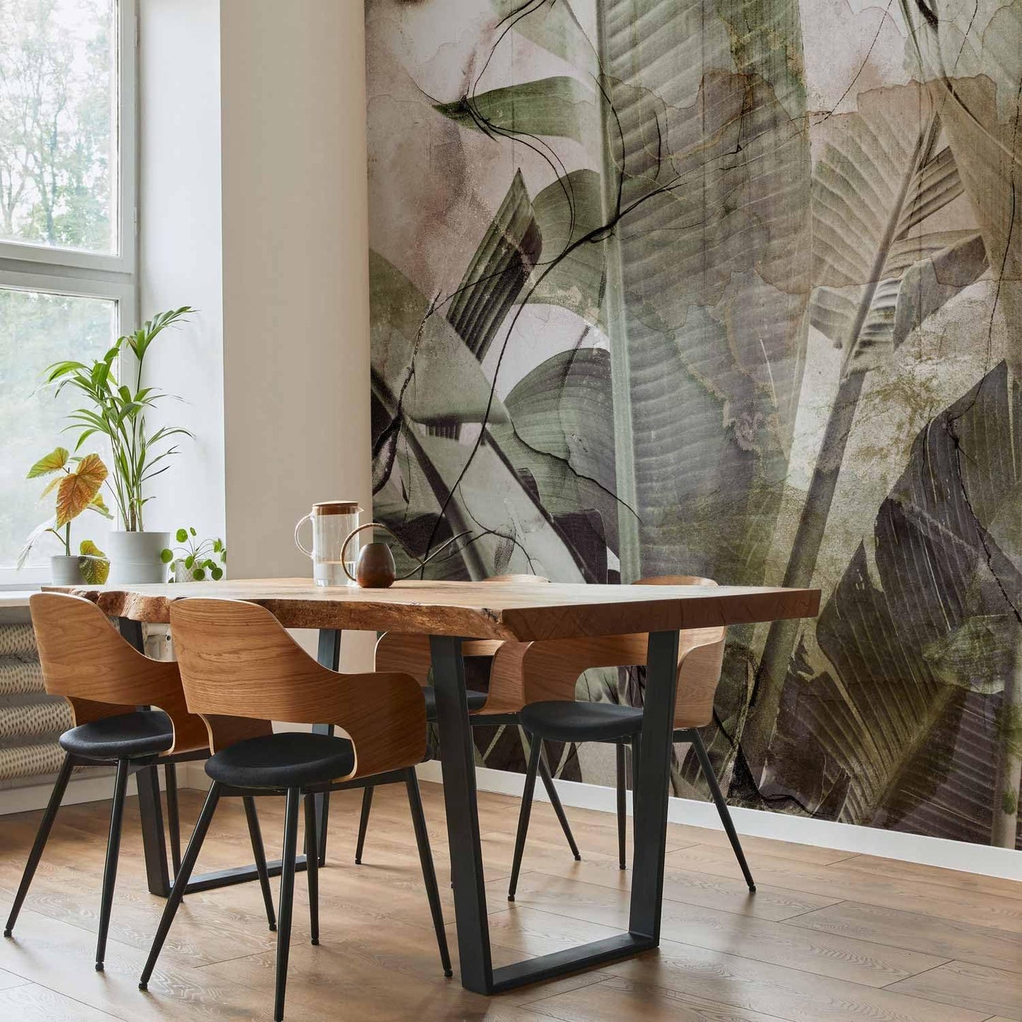artgeist Wall Mural Tropical Leaves 138x101 in - XXL Non-Woven Wallpaper Fleece Wall Decor Photo Print Picture Image Design Plant Jungle Nature Like Painted b-C-0776-a-a