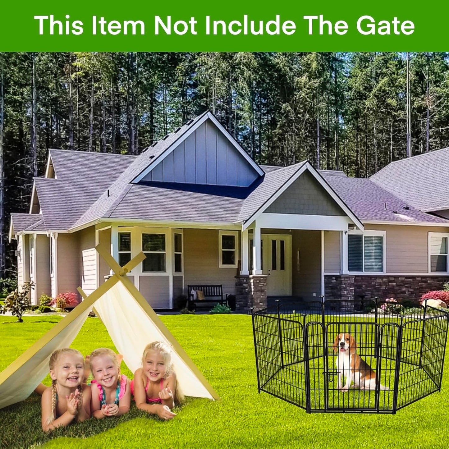 ADAVIN 48 in(H) Garden Fence without Gate, 8 Panels Total 17.7 Ft(L), Dog Fence Outdoor For Yard, Fencing for garden beds, Dog Digging Fences Barrier, Black Iron Metal Heavy Flowers Fences and Borders