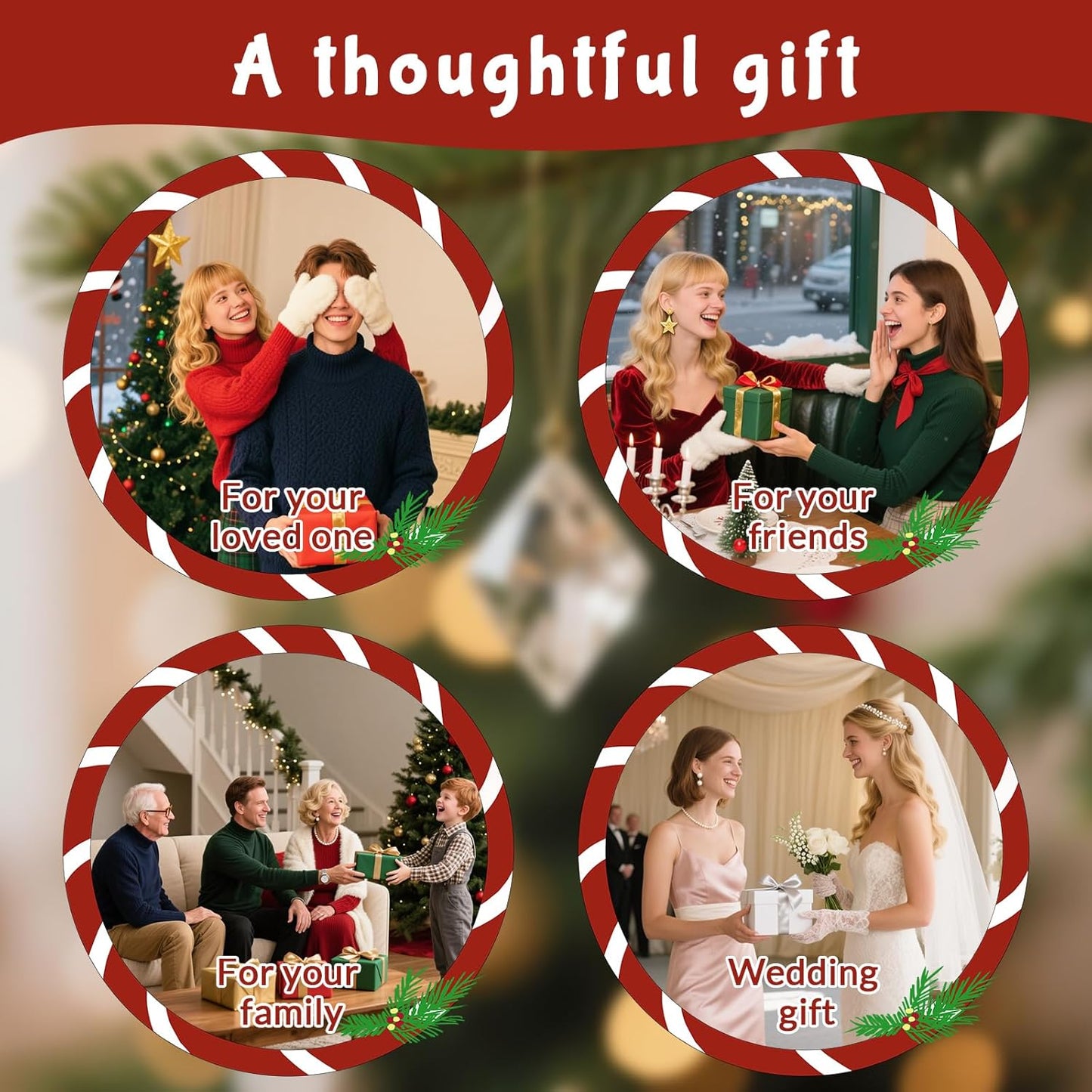 Custom Christmas Ornament Glass-Personalized Christmas Ornaments with Photo/Name/Date/Text,Wedding Christmas Birthday Baby Gifts (Color 3)