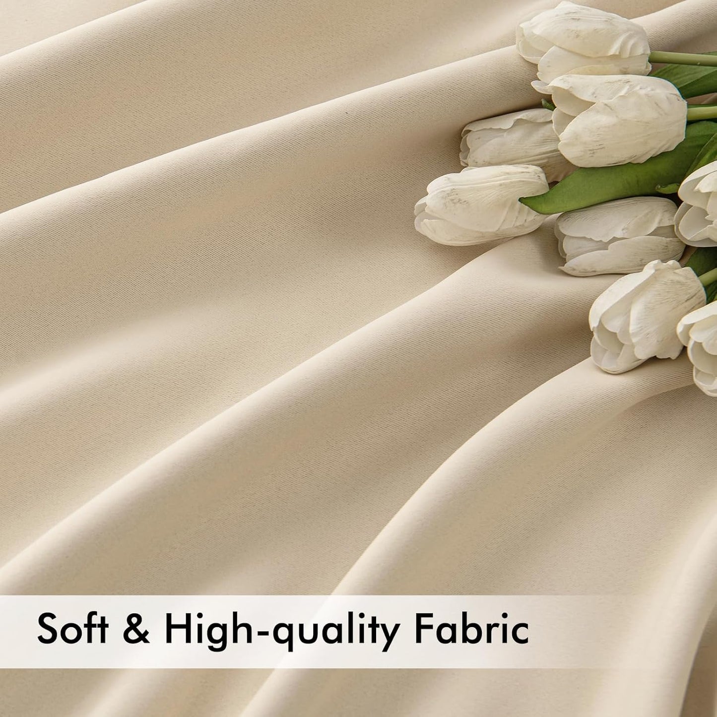 MIULEE Back Tab Cream Beige Curtains 102 Inch Long 2 Panels Set for Living Room Bedroom, Ivory Rod Pocket/Pinch Pleated Light Blocking Thermal Insulated Room Darkening Floor to Ceiling Blackout Drapes