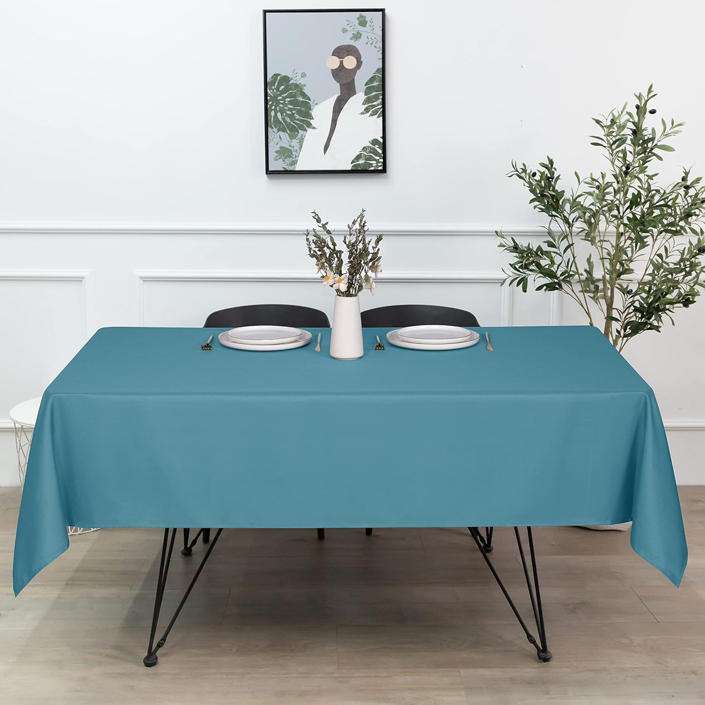 sancua Rectangle Tablecloth - 70 x 120 Inch - Stain and Wrinkle Resistant Washable Polyester Table Cloth, Decorative Fabric Table Cover for Dining Tables, Buffet Parties and Camping, Teal