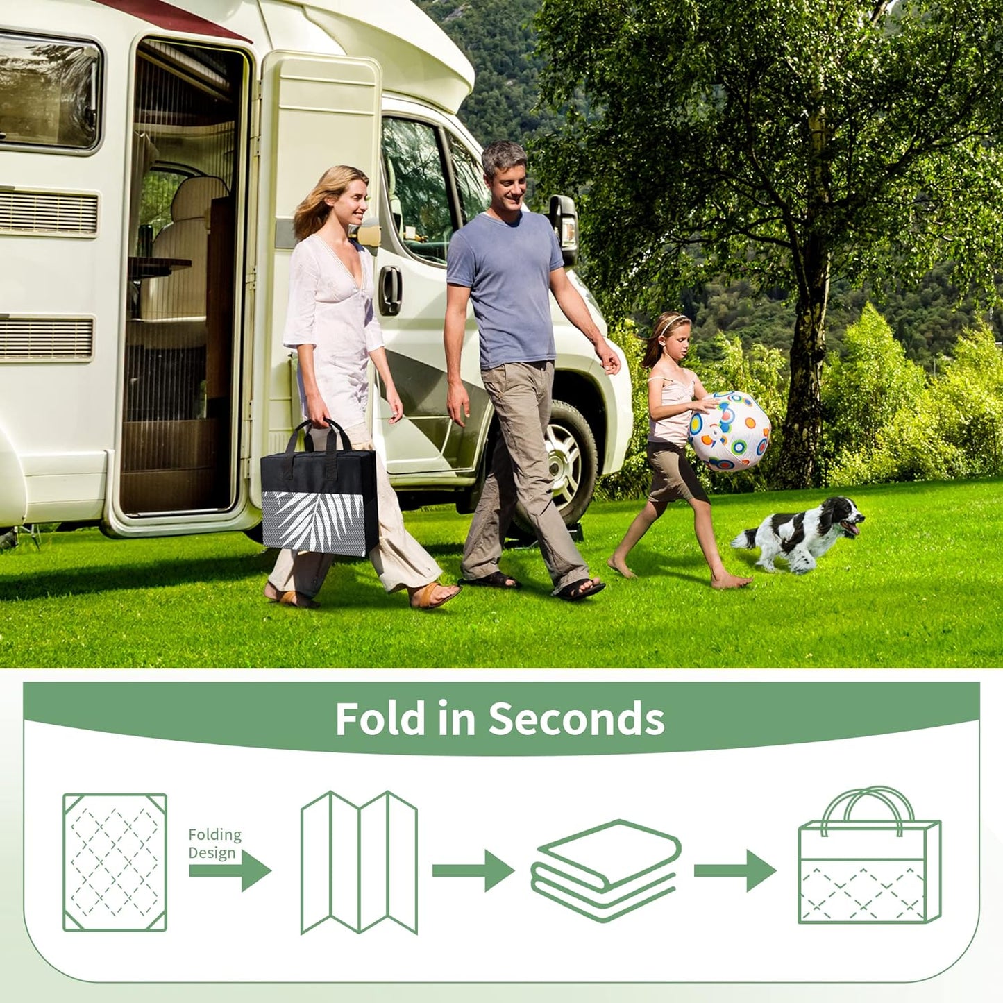 GENIMO Outdoor Rug 3' x 5' Waterproof for Patios Clearance, Reversible Outdoor Plastic Straw Camping Rug Carpet, Large Area Rugs Mats for RV, Camper, Deck, Balcony, Porch, Beach, Picnic, Grey&White