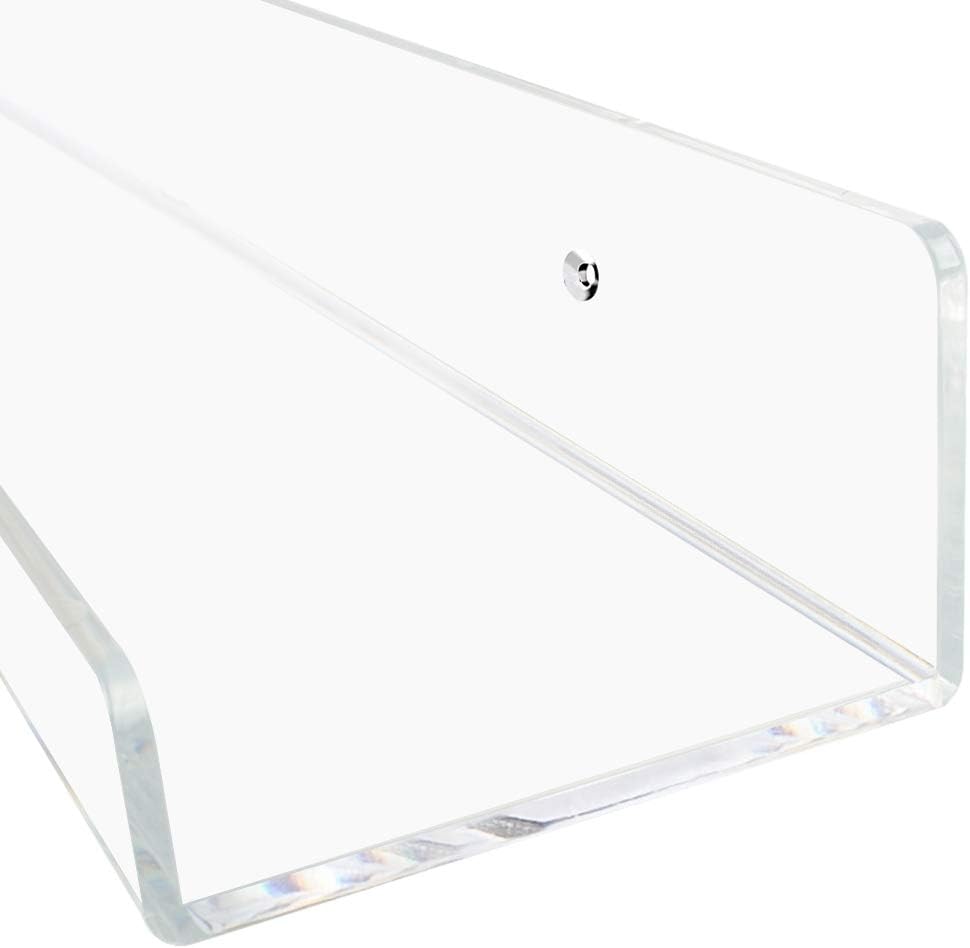 Weiai Clear Acrylic Floating Shelves 24 inches, Wall Bookshelf for Kids, Transparent Book Shelf Ledge for Wall, Set of 4