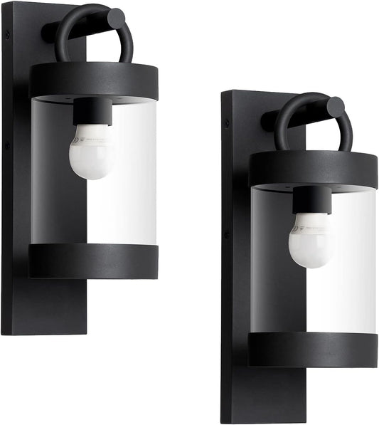 2 Pack Dusk to Dawn Outdoor Wall Lantern for Porch Garage,E26 Base Exterior Light Fixture Wall Mount Lamp Waterproof Sconce,Max 28W
