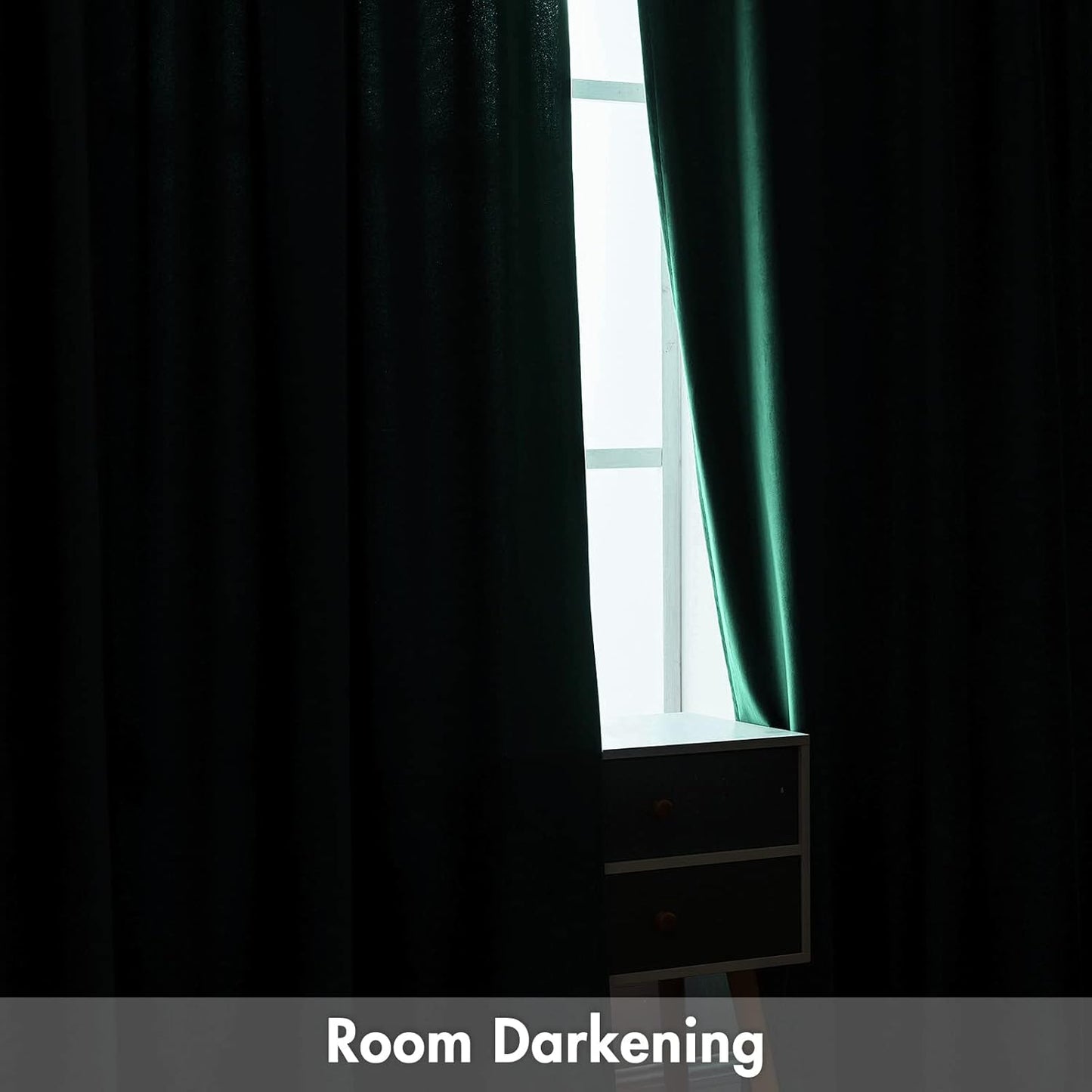 MIULEE Dark Green Velvet Curtains Thermal Insulated Blackout Curtain Christmas Emerald Green Drapes for Bedroom Living Room Darkening 96 Inches Long Curtains Panels Rod Pocket Set of 2
