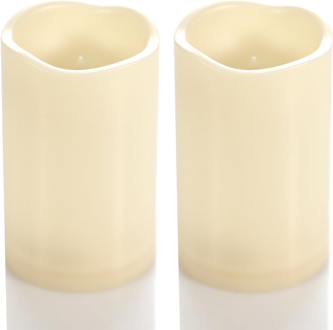 CANDLE CHOICE Waterproof Outdoor Battery Operated Flameless Candles with Timer Flickering Plastic Resin Electric LED Pillar Lights for Lantern Patio Garden Wedding Party Decorations 3x5 Inches 2 Pack