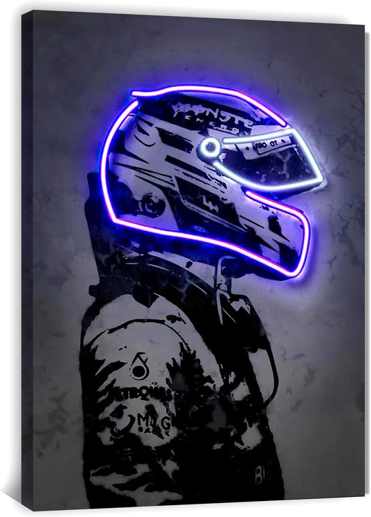 Sorventina Racing Superstar Canvas Prints Racer Driver Poster - Car Wall Art Sports Room Decor Neon Racing Posters for Living Room Bedroom Bar Home Decor Aesthetic, Wrapped Canvas(16x24, Blue)