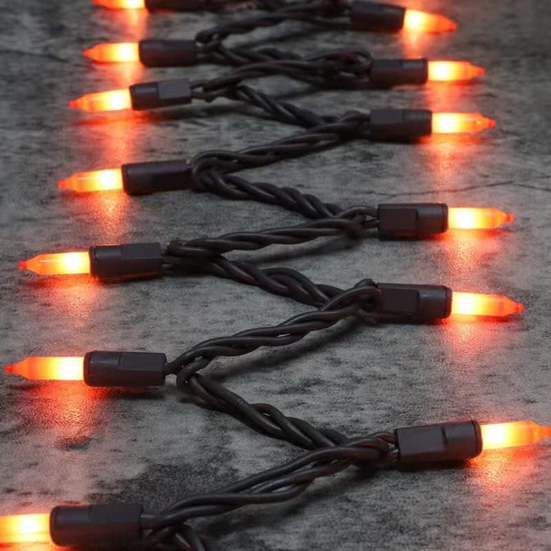 Brown Wire,Orange,Incandescent Bulb 100 Mini String Lights for Indoor Halloween Tree Home Party Festival Decoration