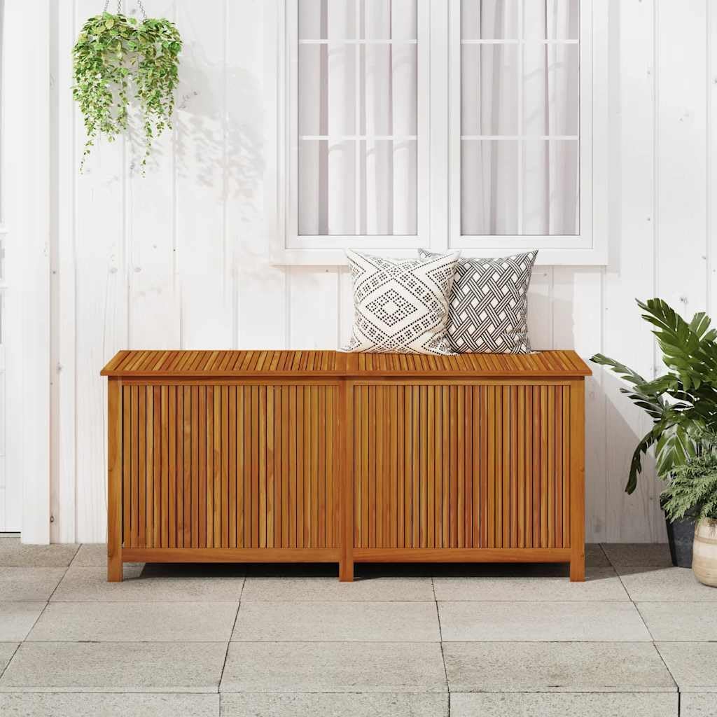 vidaXL Outdoor Storage Box, [Load Capacity Gallon] Deck Box with Gas-Lift Lid, Storage Chest with Water-Resistant Zippered Bag Inside, 68.9''x31.5''x29.5'', Solid Acacia Wood
