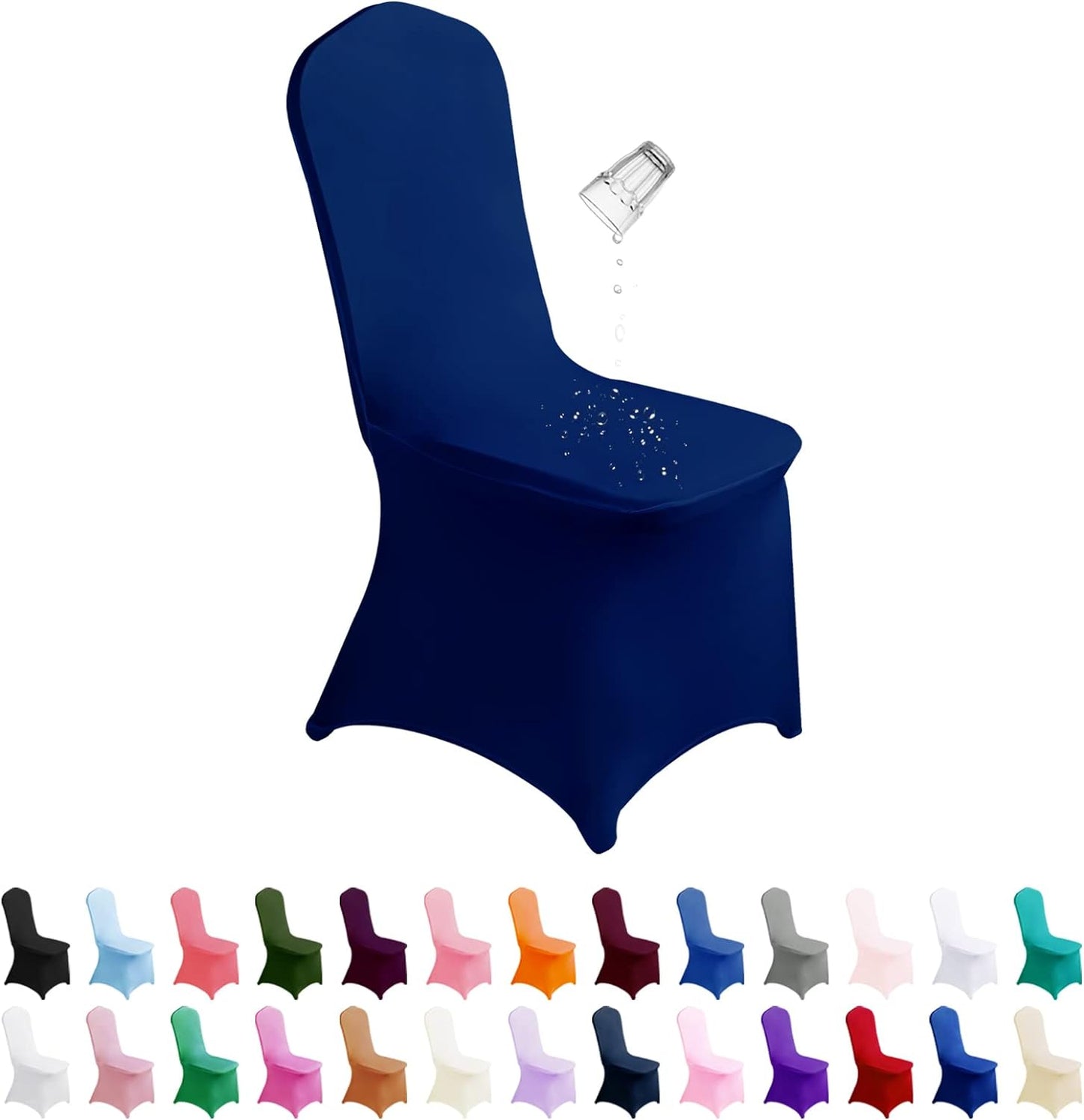 Waterproof Spandex Chair Cover 25PCS, Stretch Dining Chair Covers, Polyester Outdoor Chair Covers, Protector Stretch Chair Cover for Party Universal, Banquet, Wedding Event, Hotel(Classic Blue)