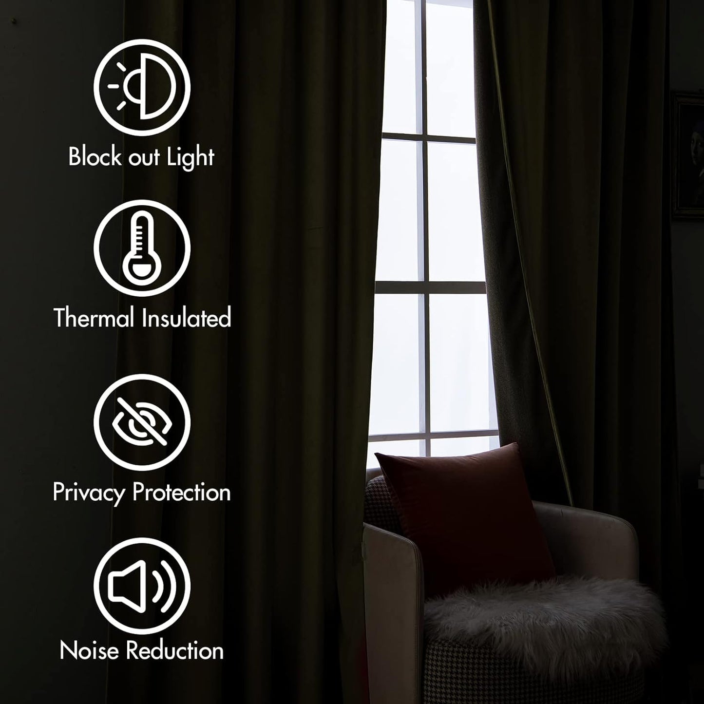 MIULEE Fall Burnt Orange Velvet Curtains 90 Inches Long 2 Panels - Back Tab and Pleated Luxury Window Curtains for Bedroom Living Room Blackout Thermal Insulated Soft Drapes Terracotta Rust Decor