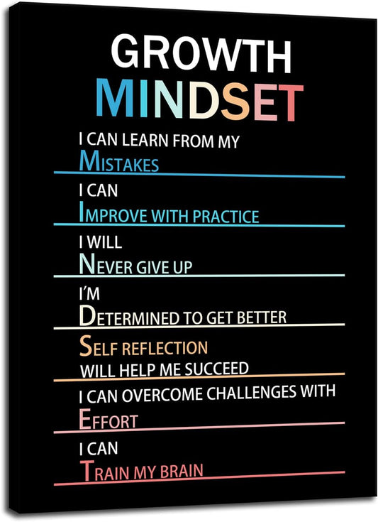 WYJZDZQ8 Motivational Life Poster Inspirational Canvas Growth Mindset Painting Wall Art Inspiring Prints Wall Pictures for Living Room Office Home Decor Office Framed Ready to Hang [30''W x 40''H]