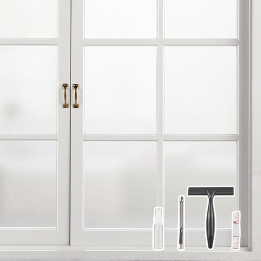 Kromapolis Window Privacy Film Frosted Glass Window Film, Heat Blocking Privacy Film for Glass Windows, Static Cling Non-Adhesive Frosting Window Stickers for Door Home (Frosted, 17.5 x 157.4 inch)