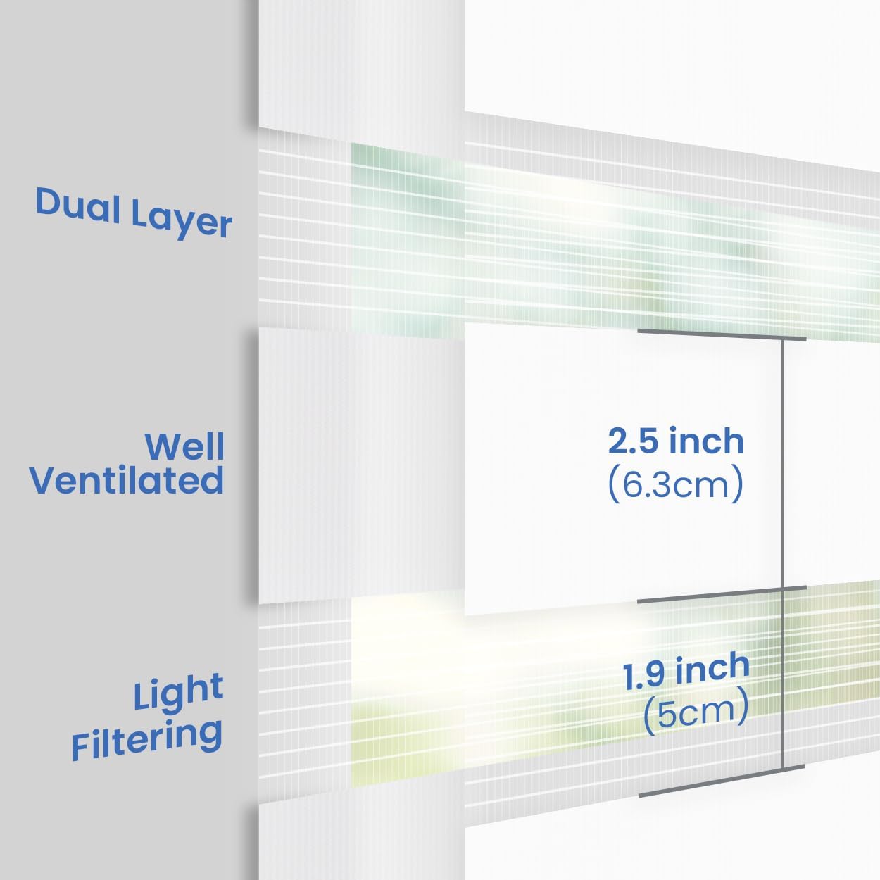 Foiresoft Standard Zebra Roller Blinds for Windows [W44 x H64 Inch, White, Basic], Light Filtering Dual Layer Shades for Bedroom, Living Room, Office, 13 Colors