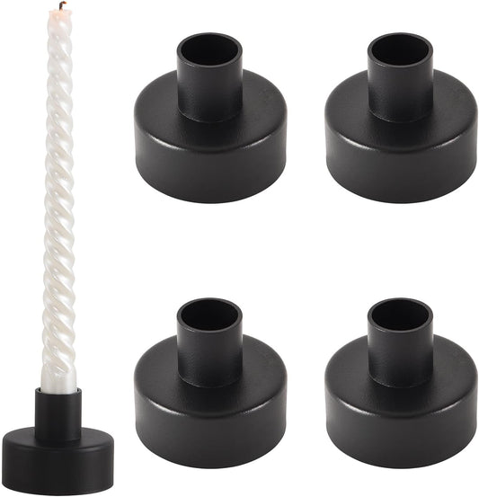 Black Candlestick Holders Set of 4,Vintage Taper Metal Candle Holders for Candle Sticks Holder Decor,Candelabra Candle Holder for Halloween Decoration Wedding Christmas Fireplace Mantel Home Decor