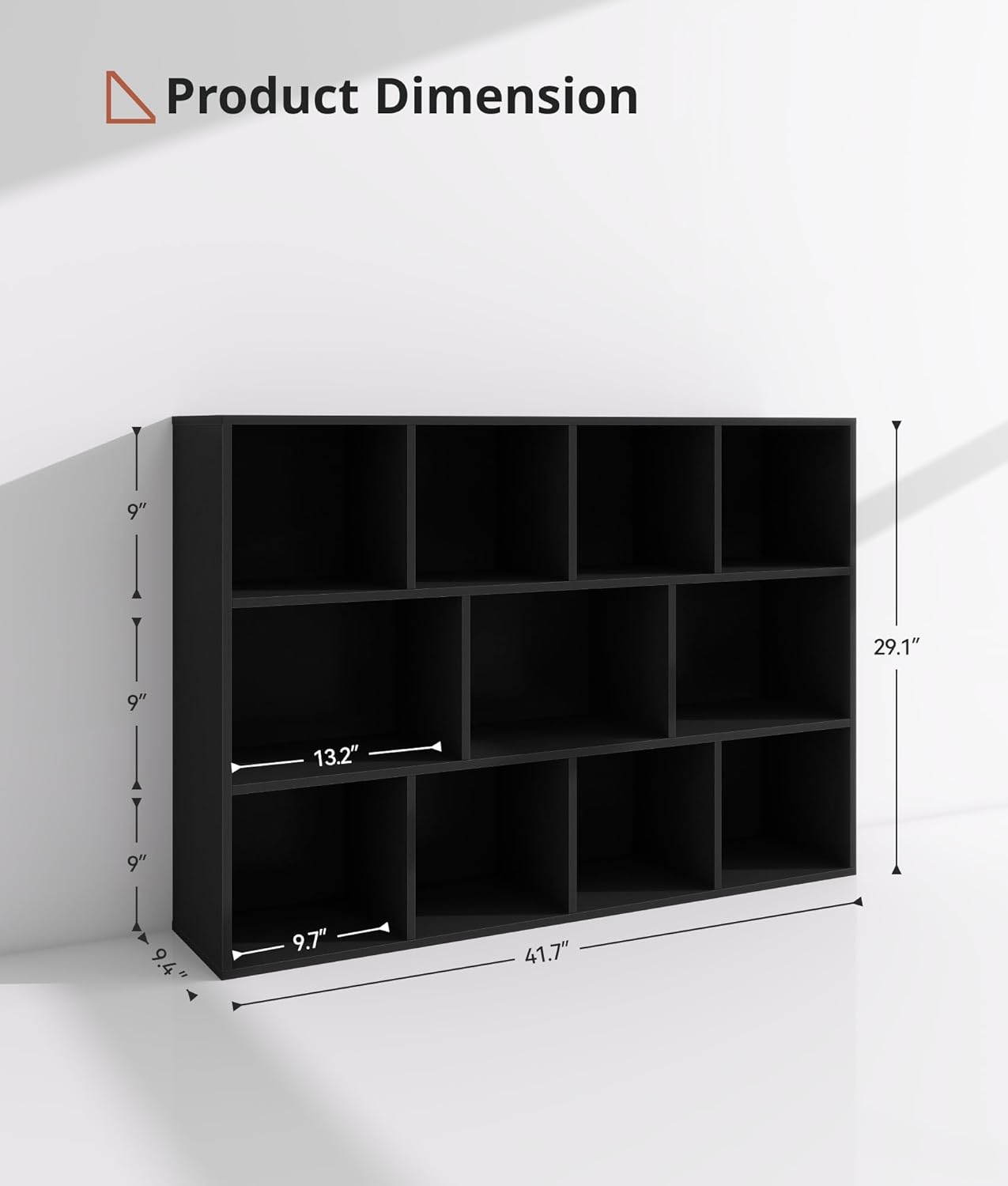11 Cube Kids Toy Storage Organizer with Kids Shelf, Baby Bookshelf for Nursery, 3-Tier Children Wooden Bookcase, Storage Bookshelf for Classroom, Playroom, Kindergarten, Black