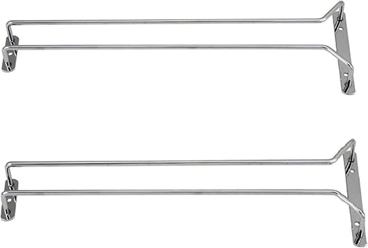 TrueCraftware- 24-Inch Wine Glass Rack Chrome Finish Set of 2- Stemware Rack Wire Hanging Rack Under Cabinet Wine Glass Stemware Holder Glass Storage Hanger Organizer for Kitchen and Bar