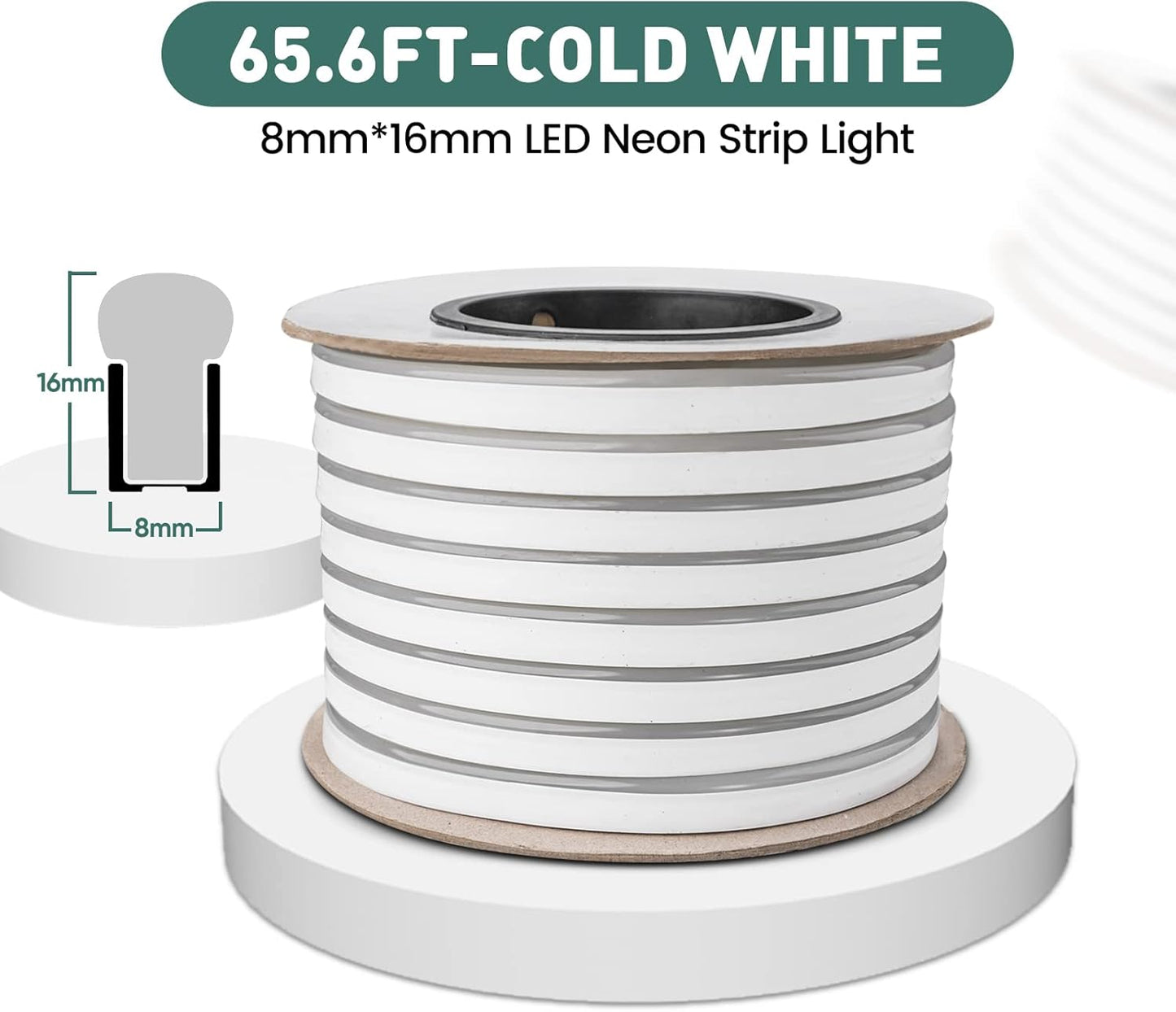 GZBtech Flexible LED Neon Rope Lights 66FT,AC 110-120V Waterproof Strip Light, 120 LEDs/M Cuttable Connectable Neon Lighting for Indoor Outdoor Home Decor/Commercial Building Use-Blue 20M