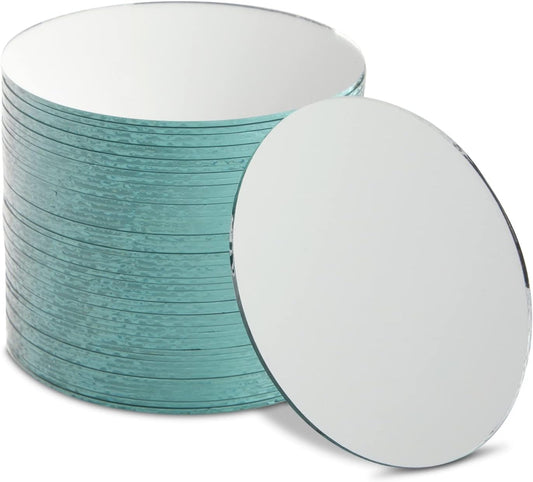 Juvale 4-Inch Round Glass Mirrors for Crafts - 4-Inch, 50-Pack, Blue, Modern - Craft Supply for Mirror Centerpieces & Home Decoration