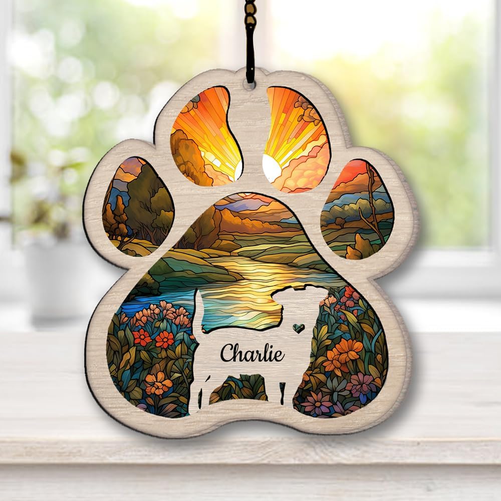 IZI POD Personalized Beagle Suncatcher Dog Memorial Gifts, Custom Beagle Ornament Christmas Tree, Pet Remembrance Gift, Loss of Dog Sympathy Gift, Pets Memorial Ornament, Pet Loss Suncatcher