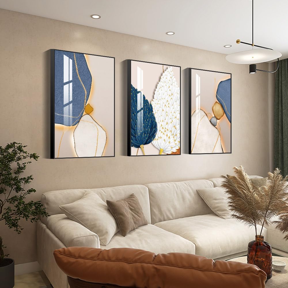 Wall Art Set of 3 Frames Canvas Wall art Decor Abstract Minimalism Natural Style Art Mural Posters & Prints, large Size Wall Art Aesthetics Living room Bedroom Kitchen Office (32 "X 24" X 3 pieces)