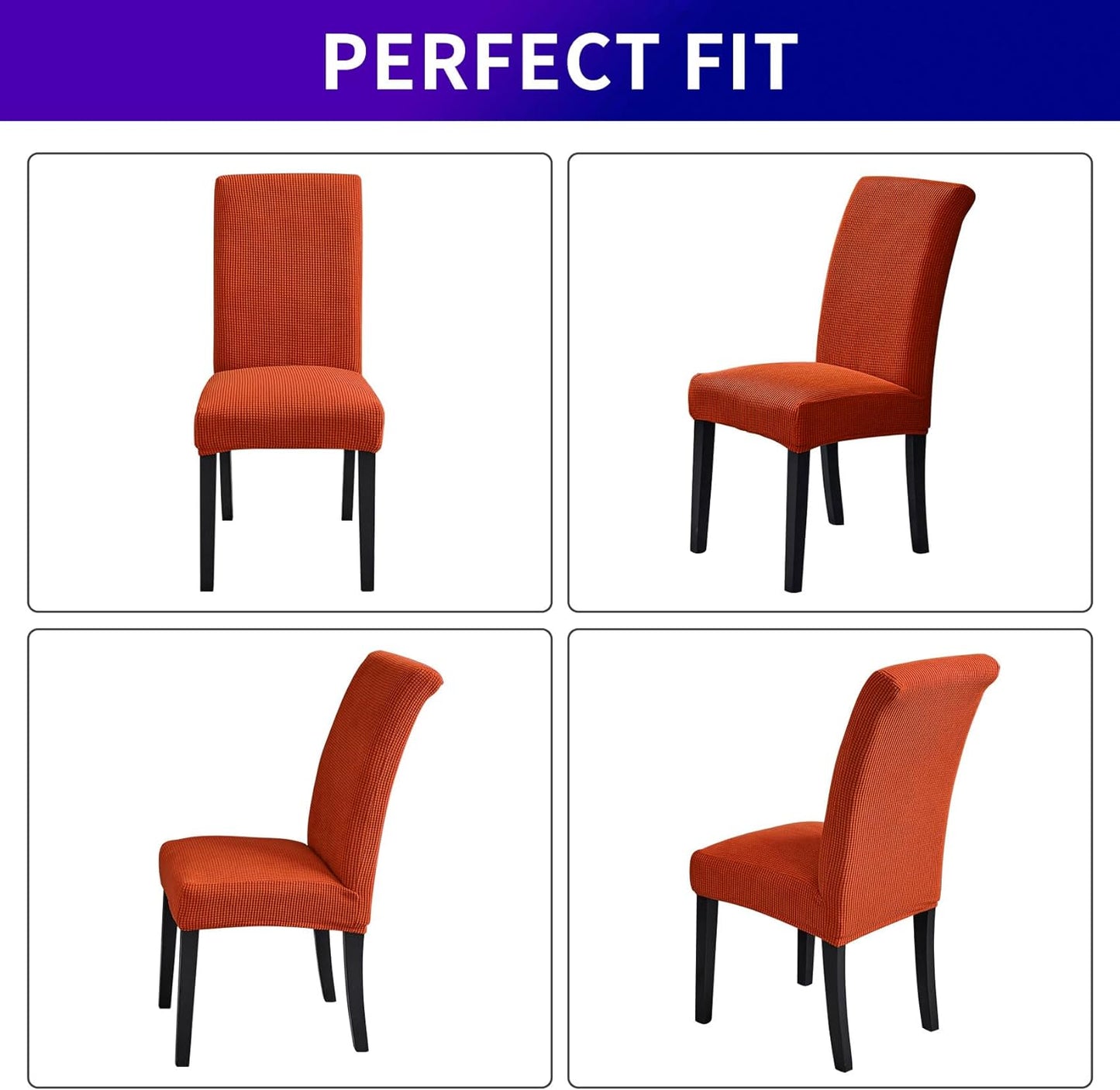 Howhic Stretch Chair Covers for Dining Room Set of 8, Removable Washable Dining Room Chair Covers, Dining Chair Slipcovers Seat Protector, Great Decor for Home and Banquet (Pureed Pumpkin, 8 Pack)
