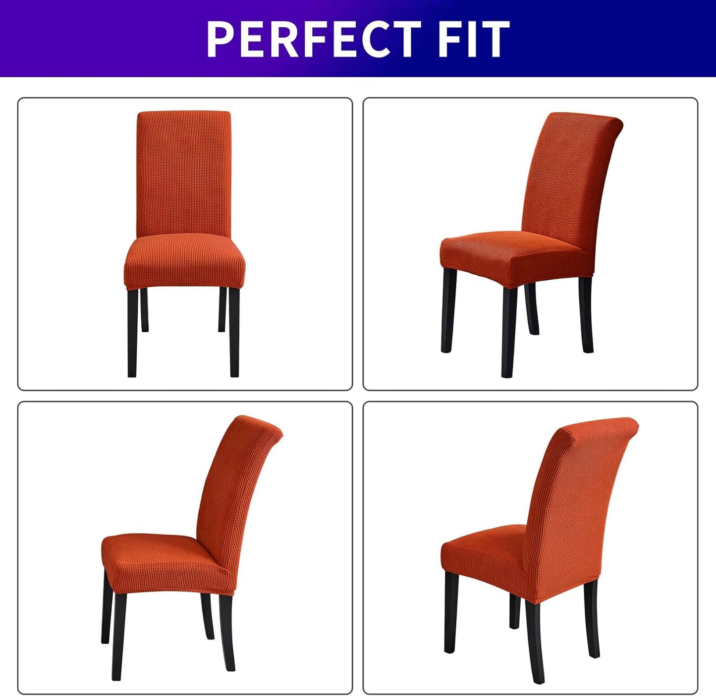 Howhic Stretch Chair Covers for Dining Room Set of 6, Removable Washable Dining Room Chair Covers, Dining Chair Slipcovers Seat Protector, Great for Home and Banquet (Pureed Pumpkin, 6 Pack)