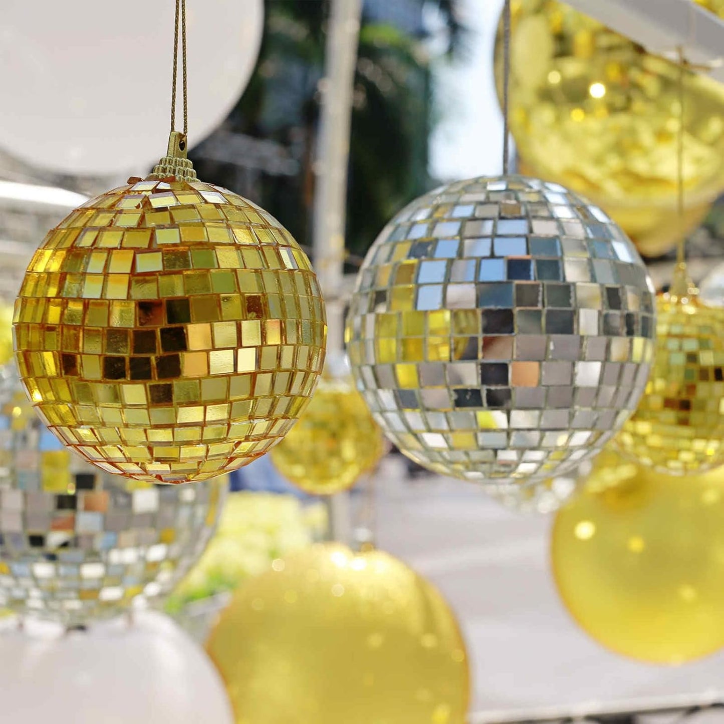 HARFINGTON 15 Sheet 7200 Pieces Self Adhesive Mirror Mosaic Tiles 5x5mm Small Square Mirror Tiles Sticker Disco Ball Stickers Mini Glass Tiles for DIY Craft Party Home Decoration, Gold