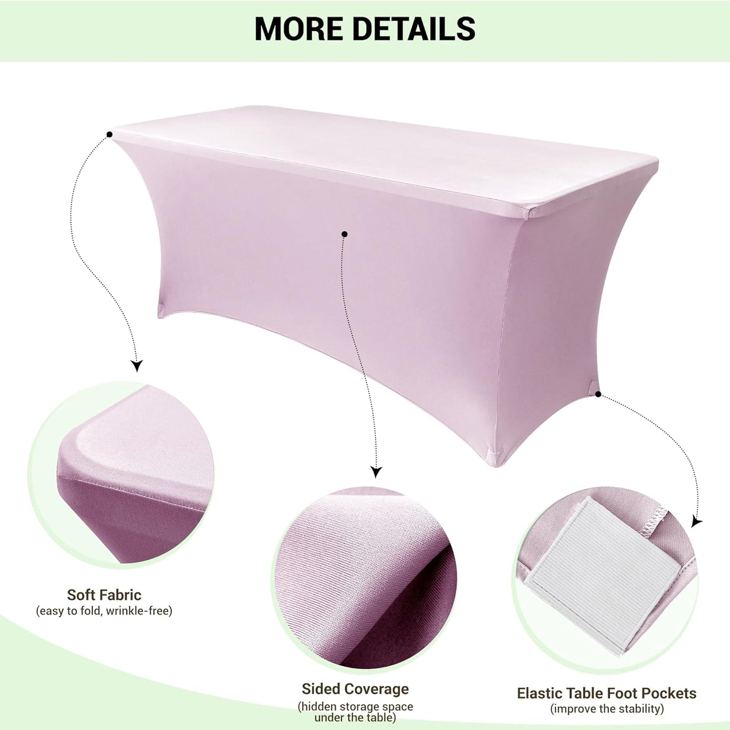 Obstal Spandex Table Cover 4ft Fitted Tablecloth Rectangular - Stretch Rectangle Folding Table Cloth for Birthday Party Wedding Banquet, Light Pink, 48L x 24W Inch