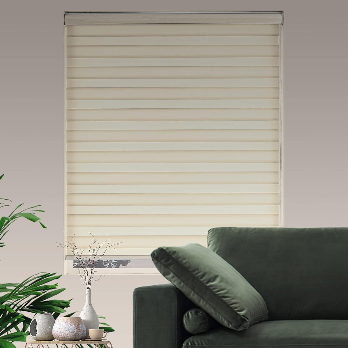 Zebra Blinds Window Blind Zebra Shade Blinds for Windows Roller Sheer Shades Privacy Light Filtering Shades for Home Kitchen Bathroom (Width 69'' X Height 72'' Cream)