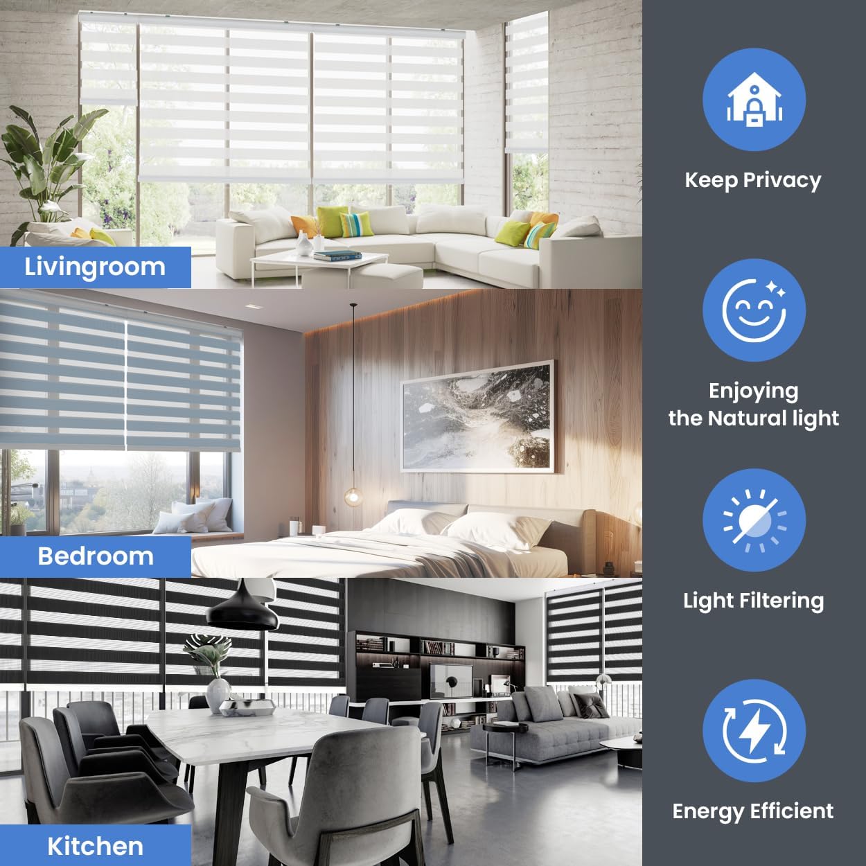 Foiresoft Standard Custom Zebra Roller Blinds for Windows [W10–105 x H10–115 Inch, Yellow, Basic], Light Filtering Dual Layer Shades for Bedroom, Living Room, Office, 13 Colors