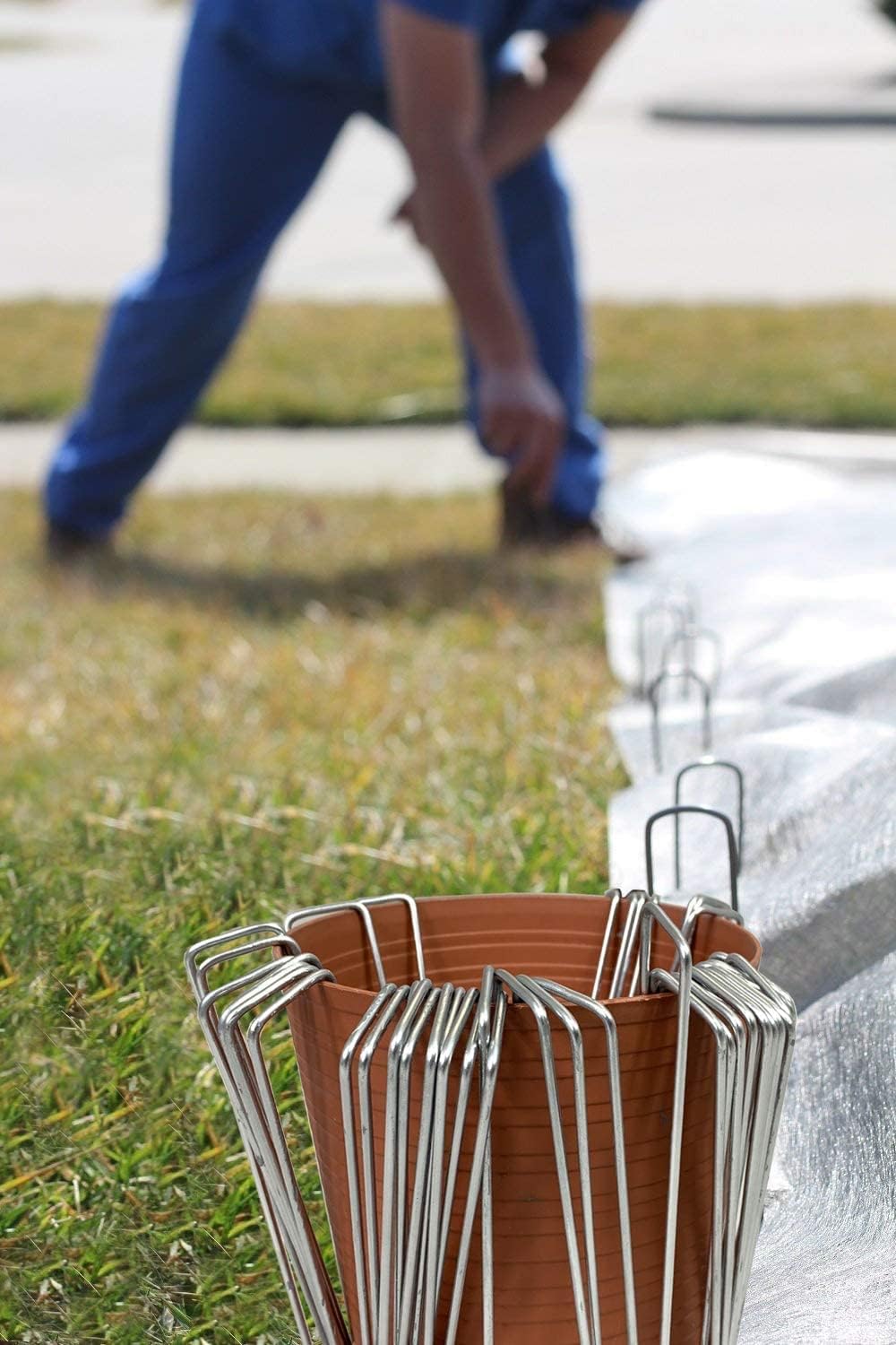 Ashman Garden Landscape SOD Staples and Stakes Pins for Weed Barrier Fabric, Ground Cover, Garden Hose, Lawn Drippers, Drip Irrigation Tubing, 1000 Pack Heavy Duty & Anti Rust