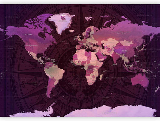 artgeist Wall Mural World Map 193x138 in - XXL Peel and Stick Self-Adhesive Wallpaper Removable Large Sticker Foil Wall Decor Print Picture Image Design Map of The World k-A-0273-a-a