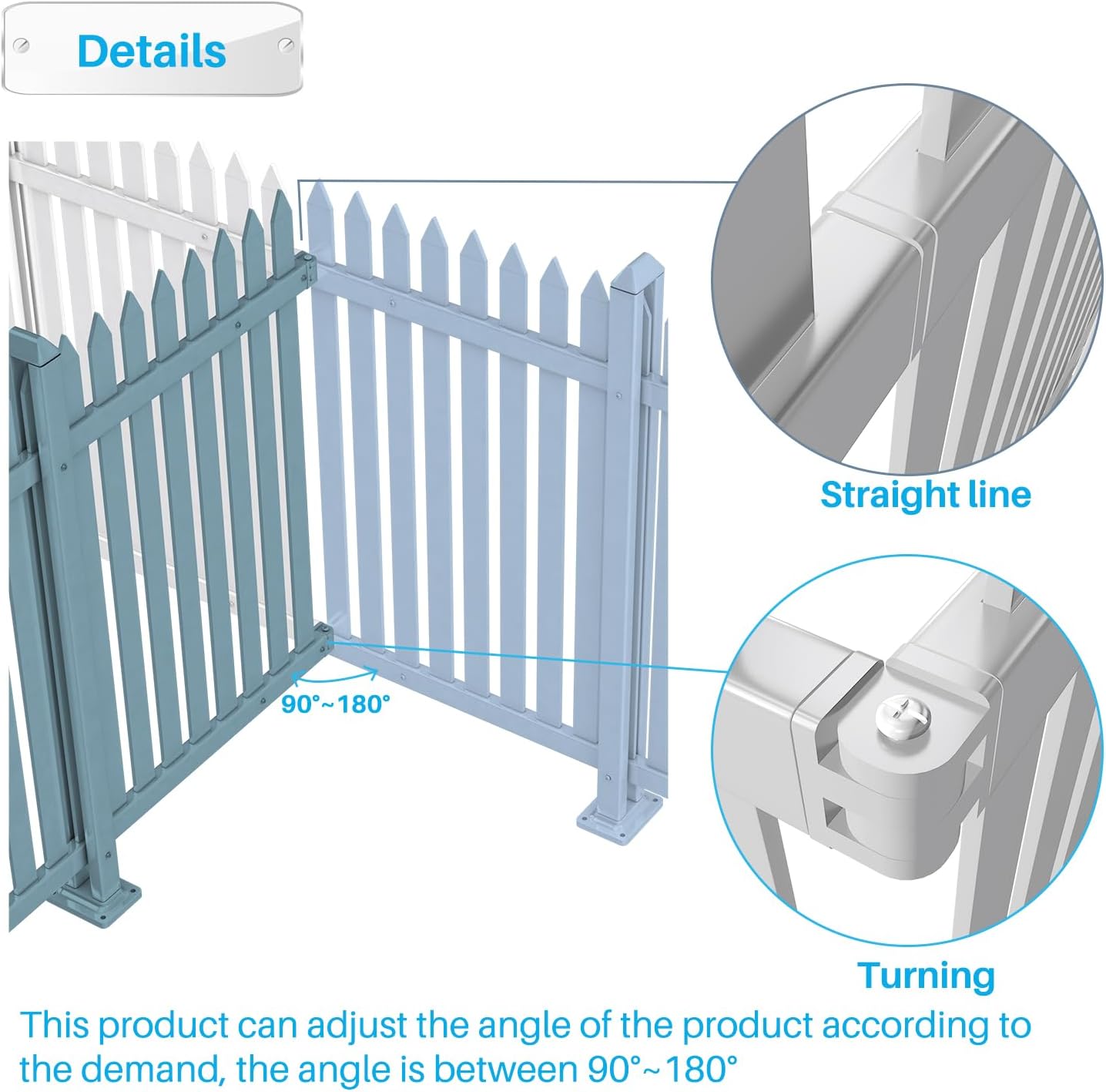 Patio 3 Sets Vinyl Picket Fence Panels 36" H x 84" W White PVC Decorative Fence for Front Yard Porch Patio Deck Pool Air Conditioner Fence Safety Dog Fence (34 Pickets, Straight)