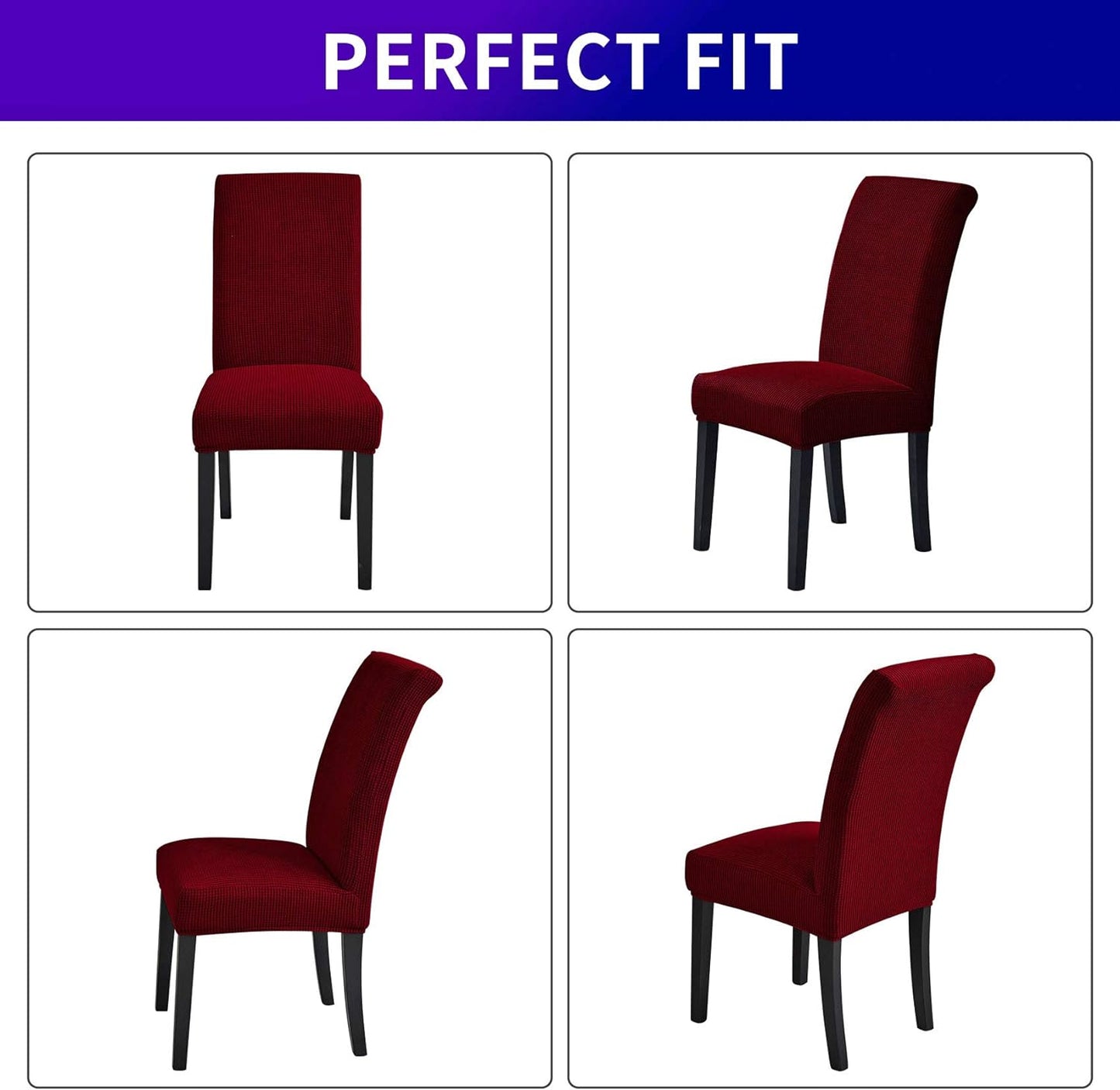 Howhic Stretch Chair Covers for Dining Room Set of 2, Removable Washable Dining Room Chair Covers, Dining Chair Slipcovers Seat Protector, Great for Home and Banquet Decor (Red Dahlia, 2 Pack)