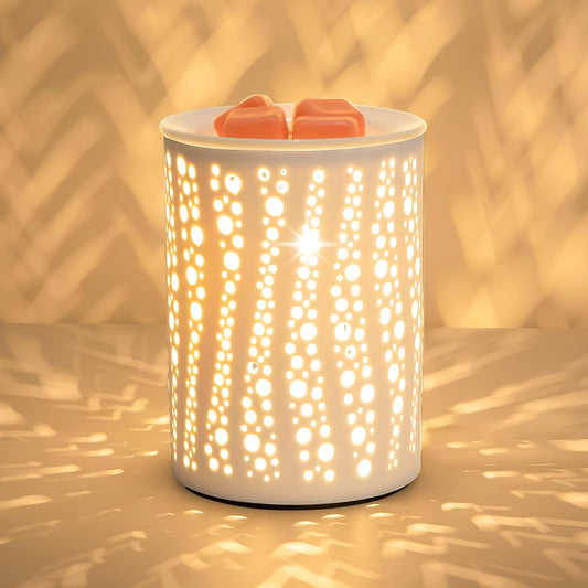 PALANCHY Wax Melt Warmer Ceramic Oil Burner Electric Candle Wax Warmer Burner Melter Fragrance Warmer for Home Office Bedroom Aromatherapy Gift & Decor 2 Bulbs Included Gift Box Packaged