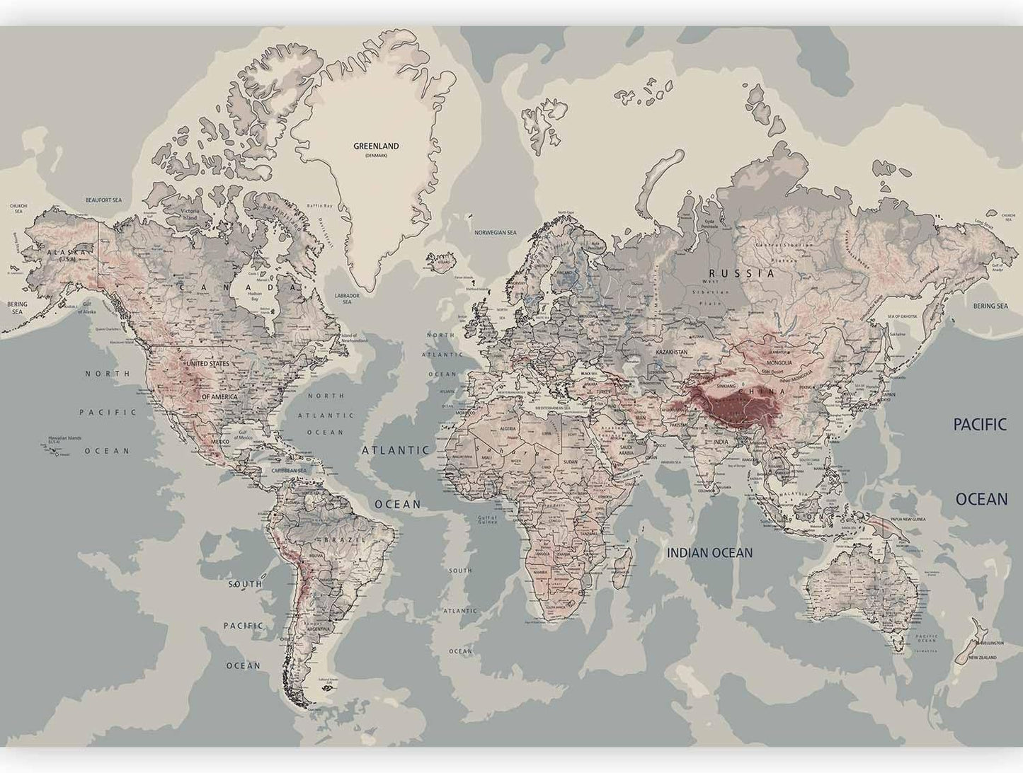 artgeist Wall Mural World Map 154x110 in - XXL Peel and Stick Self-Adhesive Wallpaper Removable Large Sticker Foil Wall Decor Print Picture Image Design Map of The World k-A-0061-a-c