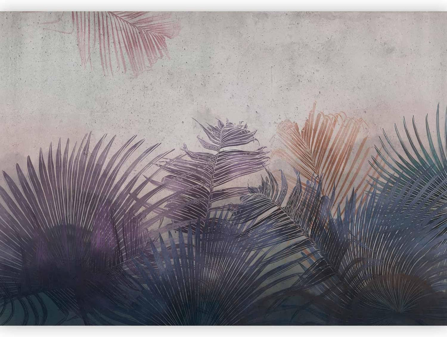 artgeist Premium Wall Mural Jungle 98x69 in - XXL Non-Woven Wallpaper Fleece Wall Decor Photo Print Picture Image Design Leaves Botanical Nature Purple Grey b-A-0827-a-a