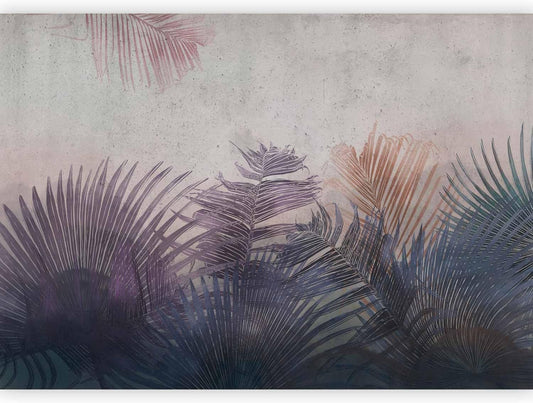 artgeist Premium Wall Mural Jungle 177x124 in - XXL Non-Woven Wallpaper Fleece Wall Decor Photo Print Picture Image Design Leaves Botanical Nature Purple Grey b-A-0827-a-a