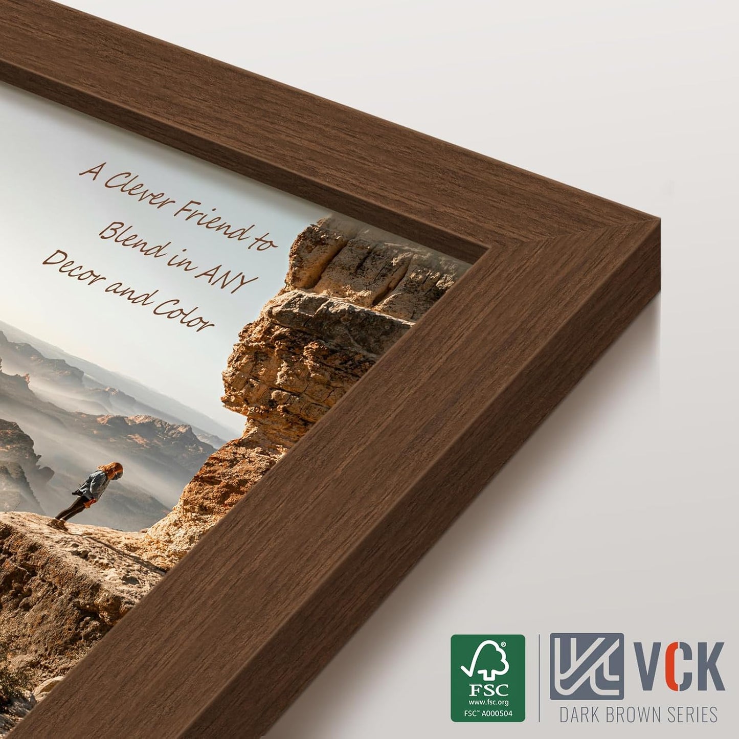 VCK 22x28 Picture Frame 3 Pack, Brown Wood Poster Frame with Exclusive Wood Grain, Wall Mounting Hanging