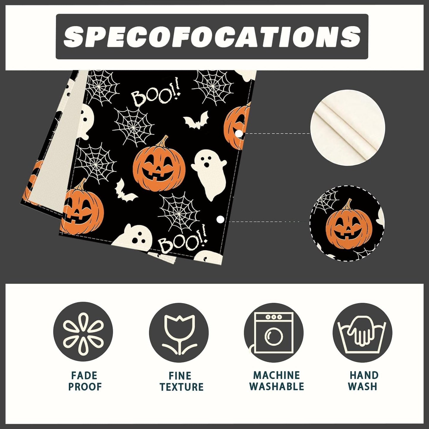 XCHI Boo Spooky Ghost Pumpkin Halloween Table Runner Burlap Table Decoration for Home Kitchen Dining Dinner Indoor Holiday Farmhouse Decor 13x108 Inch