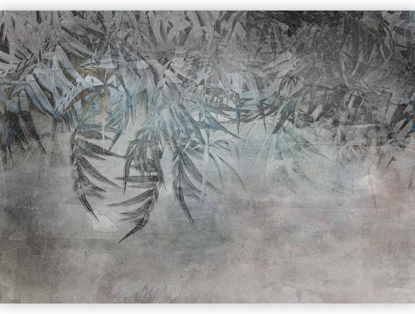artgeist Wall Mural Leaves 177x124 in - XXL Non-Woven Wallpaper Fleece Wall Decor Photo Print Picture Image Design Palm Leaves Concrete Nature Grey b-C-10103-a-a