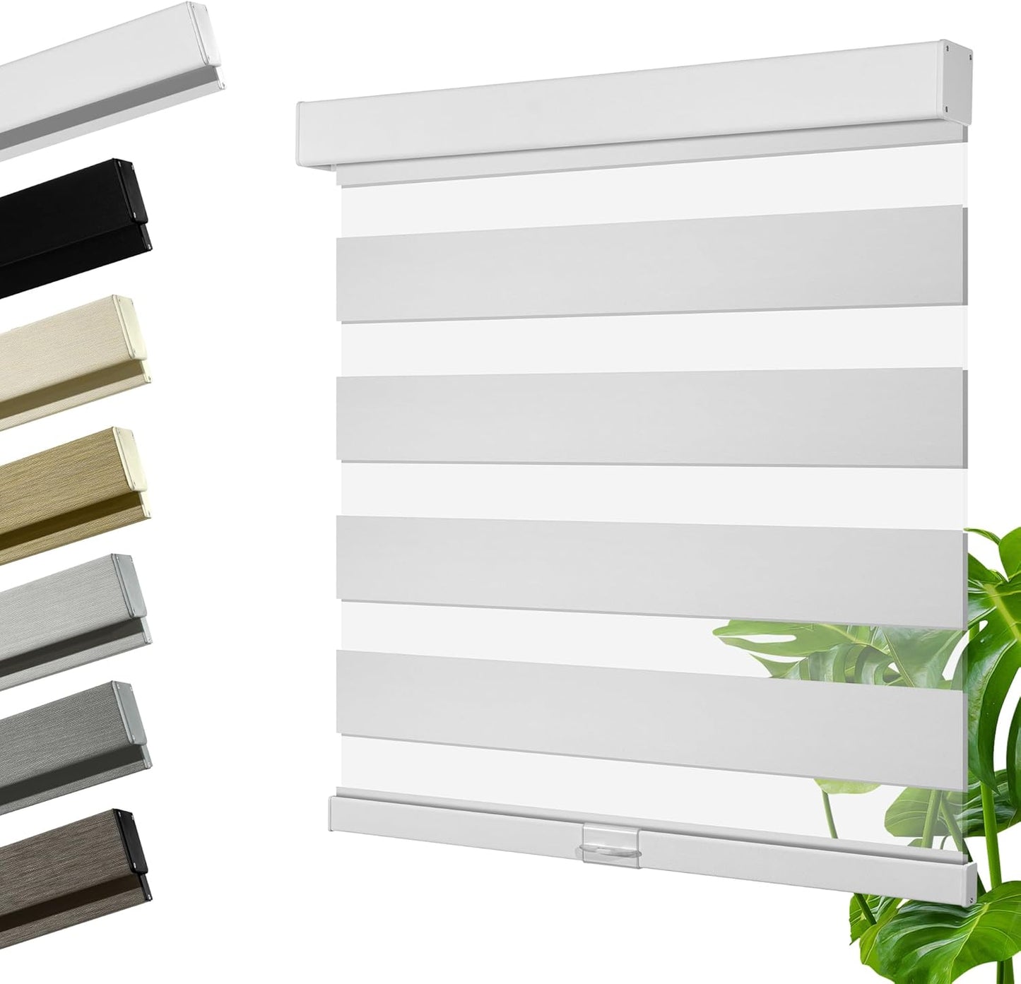 Cordless Zebra Blinds for Windows, Blackout Interior Blinds,Easy to Install,UV Protection,for Offices and Home,Custom Roller Shades, Solid White, 37" W x 36" H