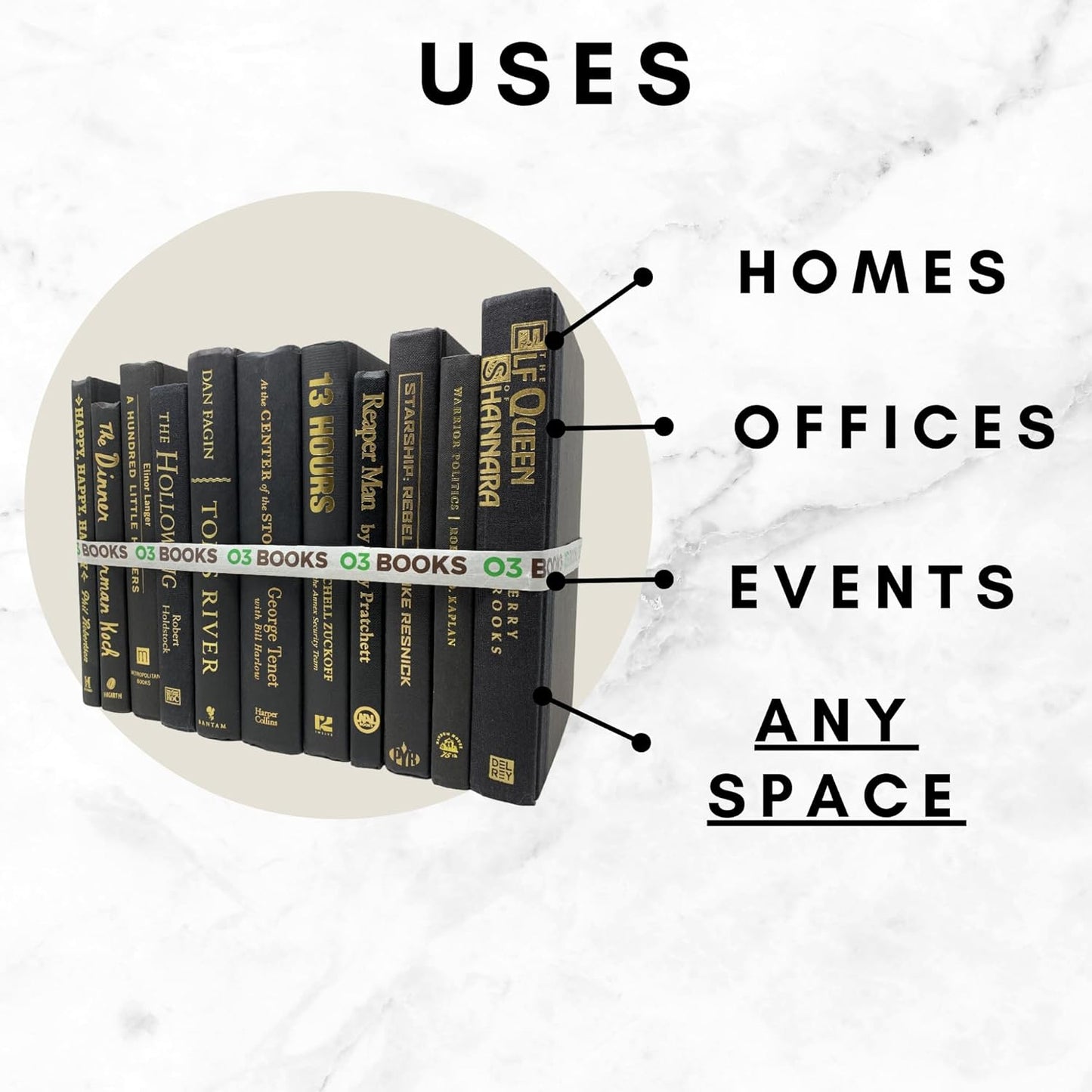 Curated Decorative Books Hardcover Décor Books for Home Décor, Choose Color, Interior Design, Office, Wedding Display, Instant Library, or Staging (Green, Three Feet)