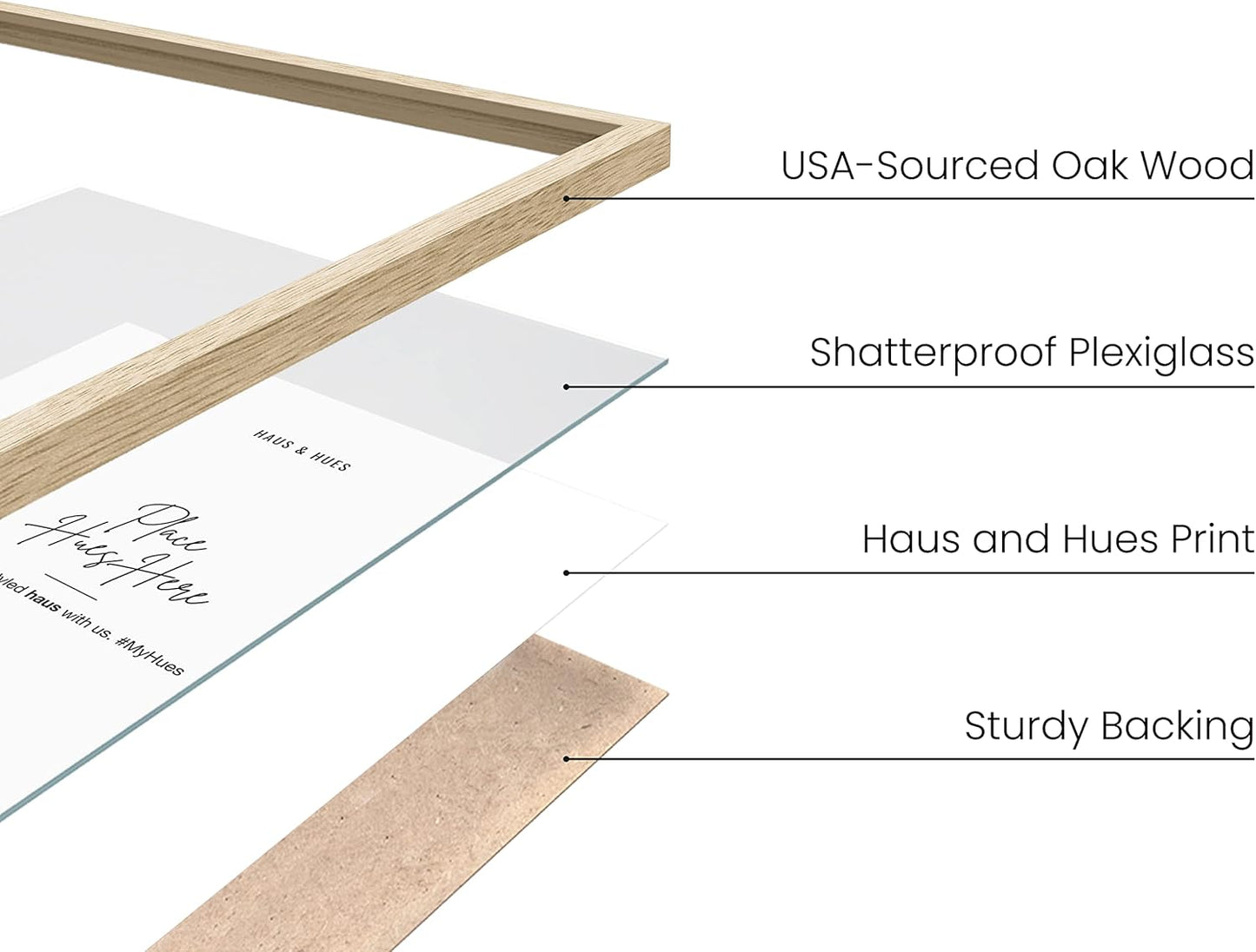 HAUS AND HUES Set of 6 Picture Frames 18 x 24 - Beige Poster Frames 18 x 24, Wooden picture Frames 18x24, Gallery Wall Frame Set 18x24 Frames for Wall Decor, Art 18 x 24 Frames (Beige Oak Frames)